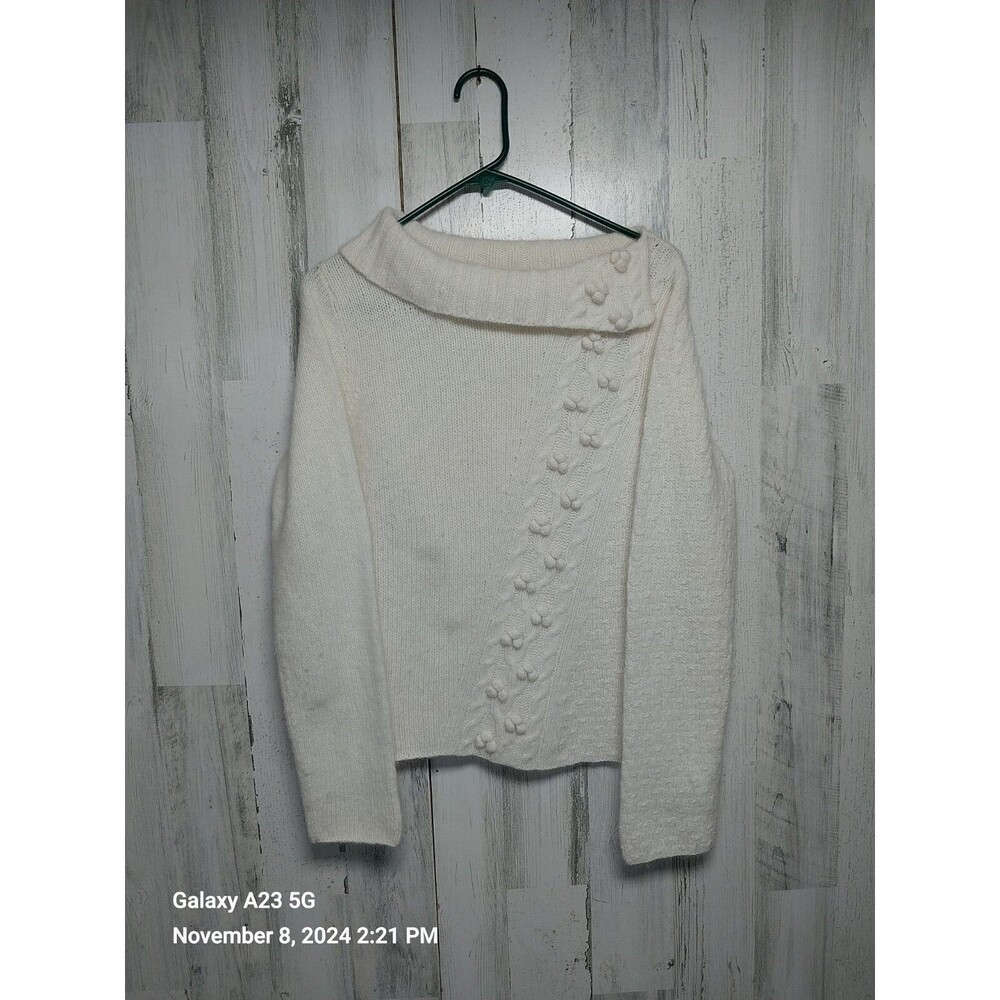 Garnet Hill Women's Small Lambswool Angora Blend Sweater Cream